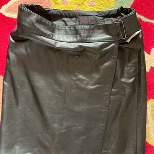 Ralph Lauren Black Leather Wrap Skirt
